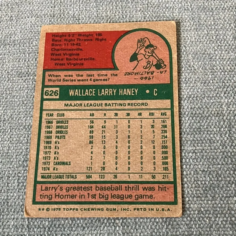 1975 Topps Oakland A's Basebalm Card Trading Card